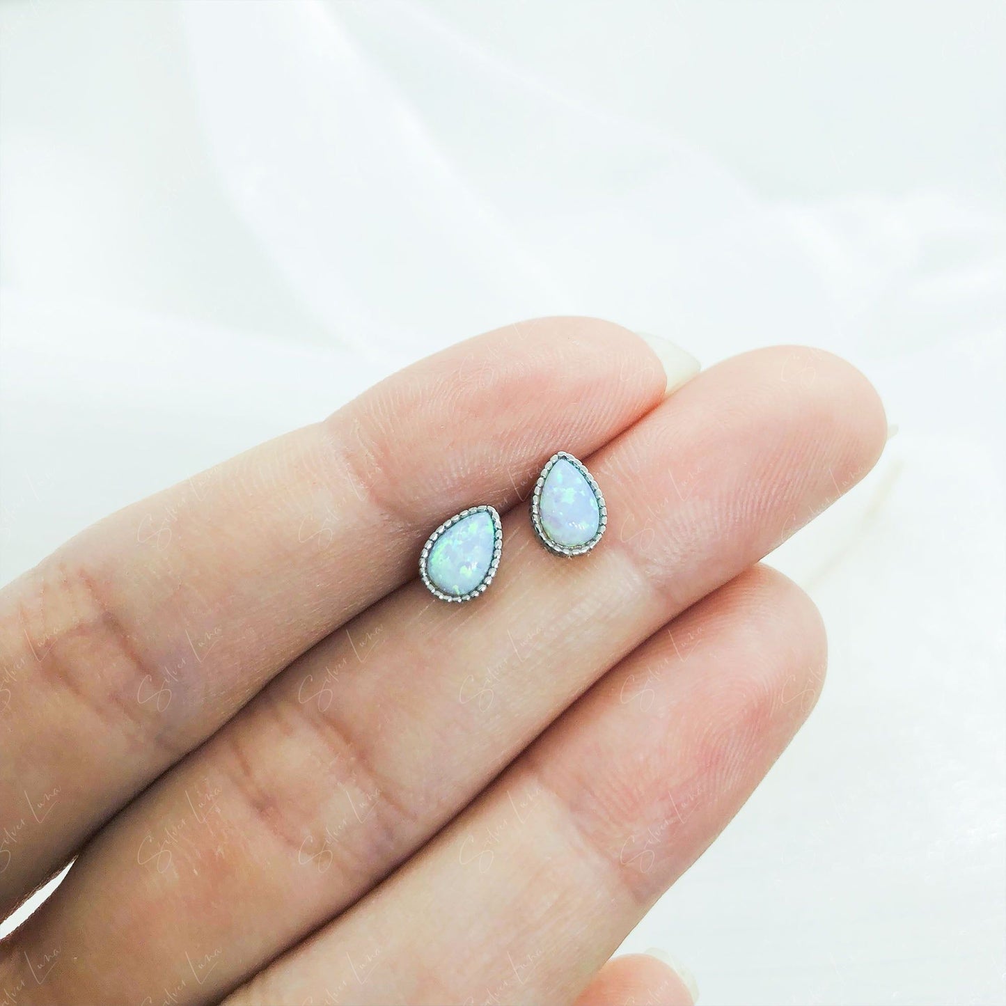 teardrop opal stud earrings