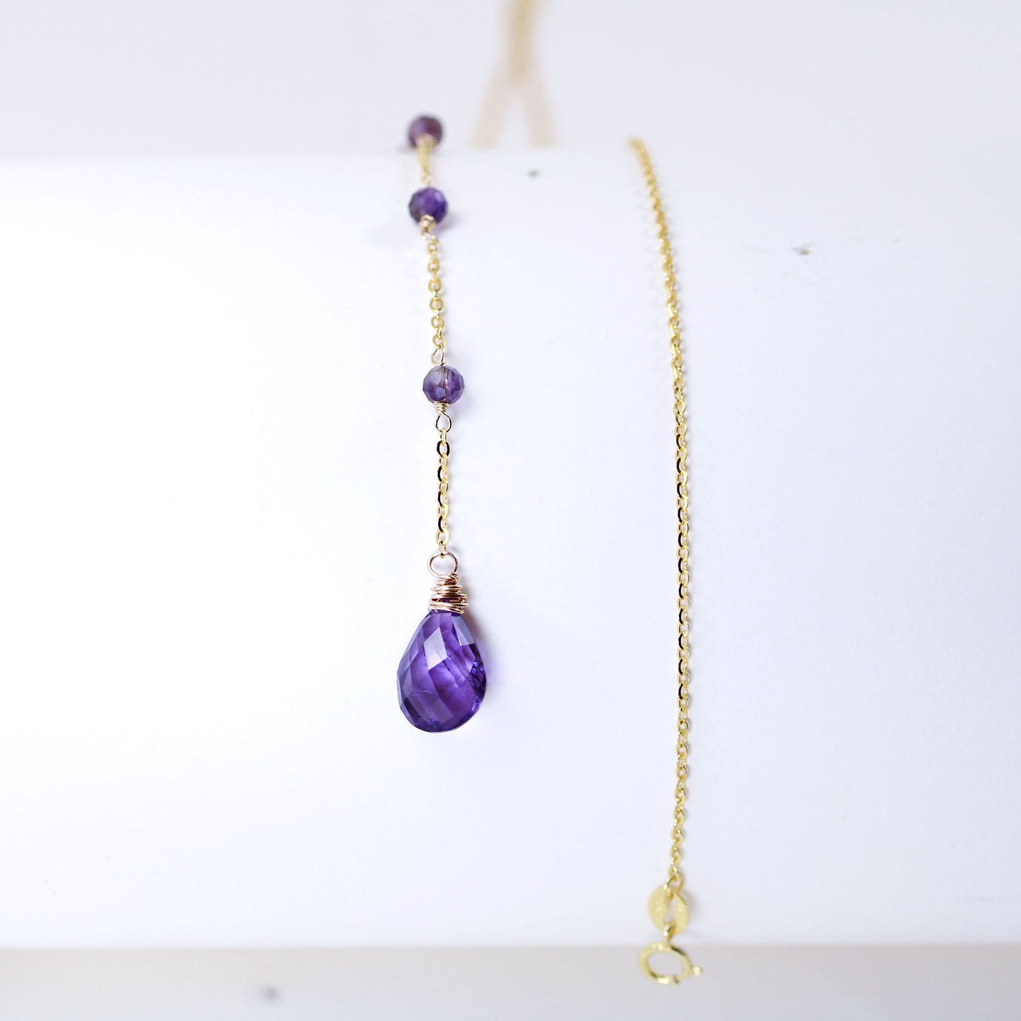 teardrop Amethyst lariat necklace