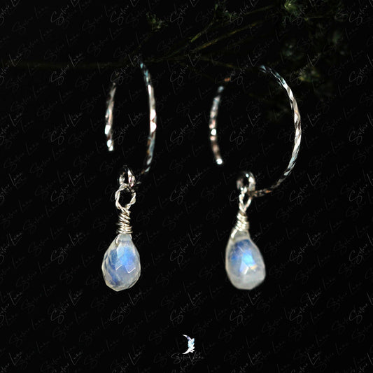 teardrop moonstone silver earrings
