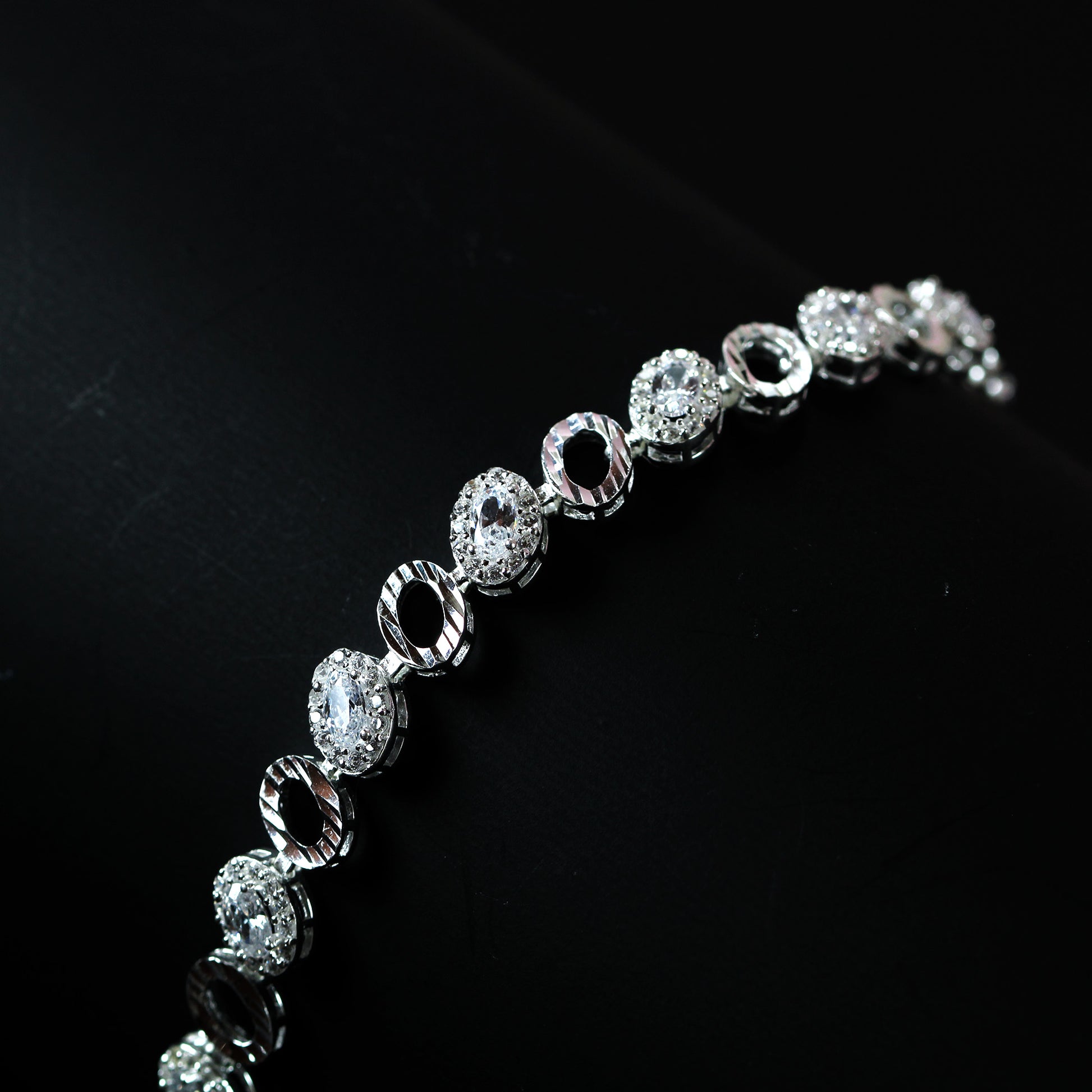 cubic zirconia tennis silver bracelet