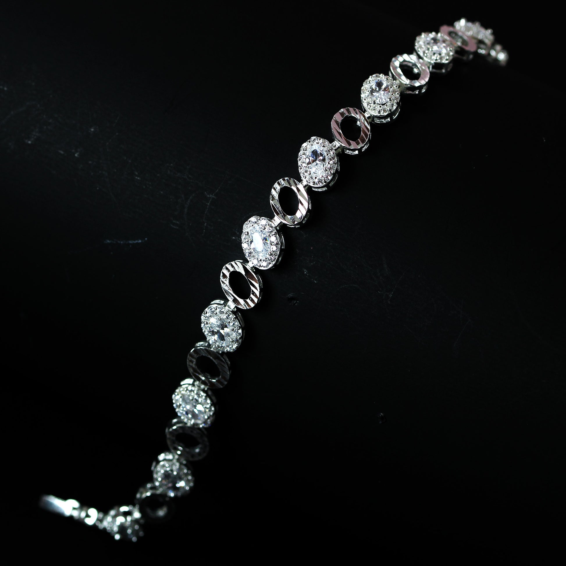 cubic zirconia tennis silver bracelet