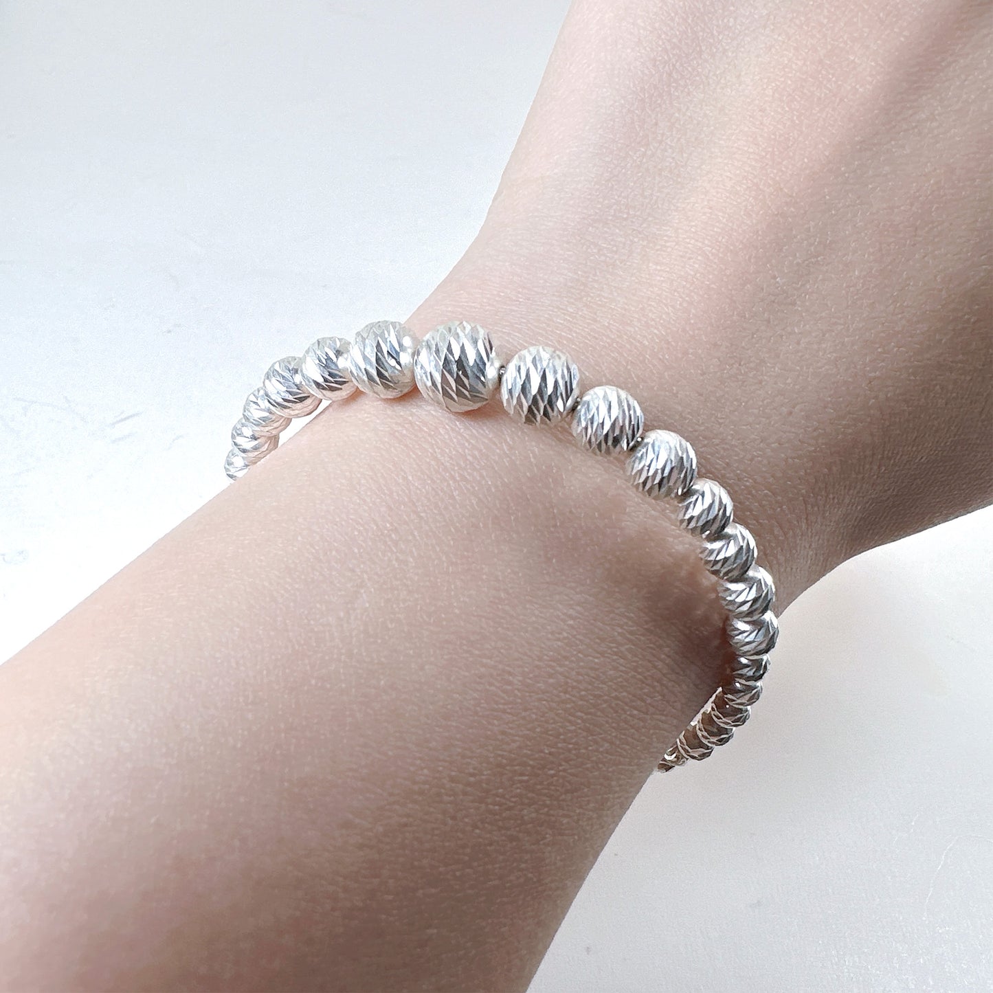 sterling silver silver beaded bangle bracelet