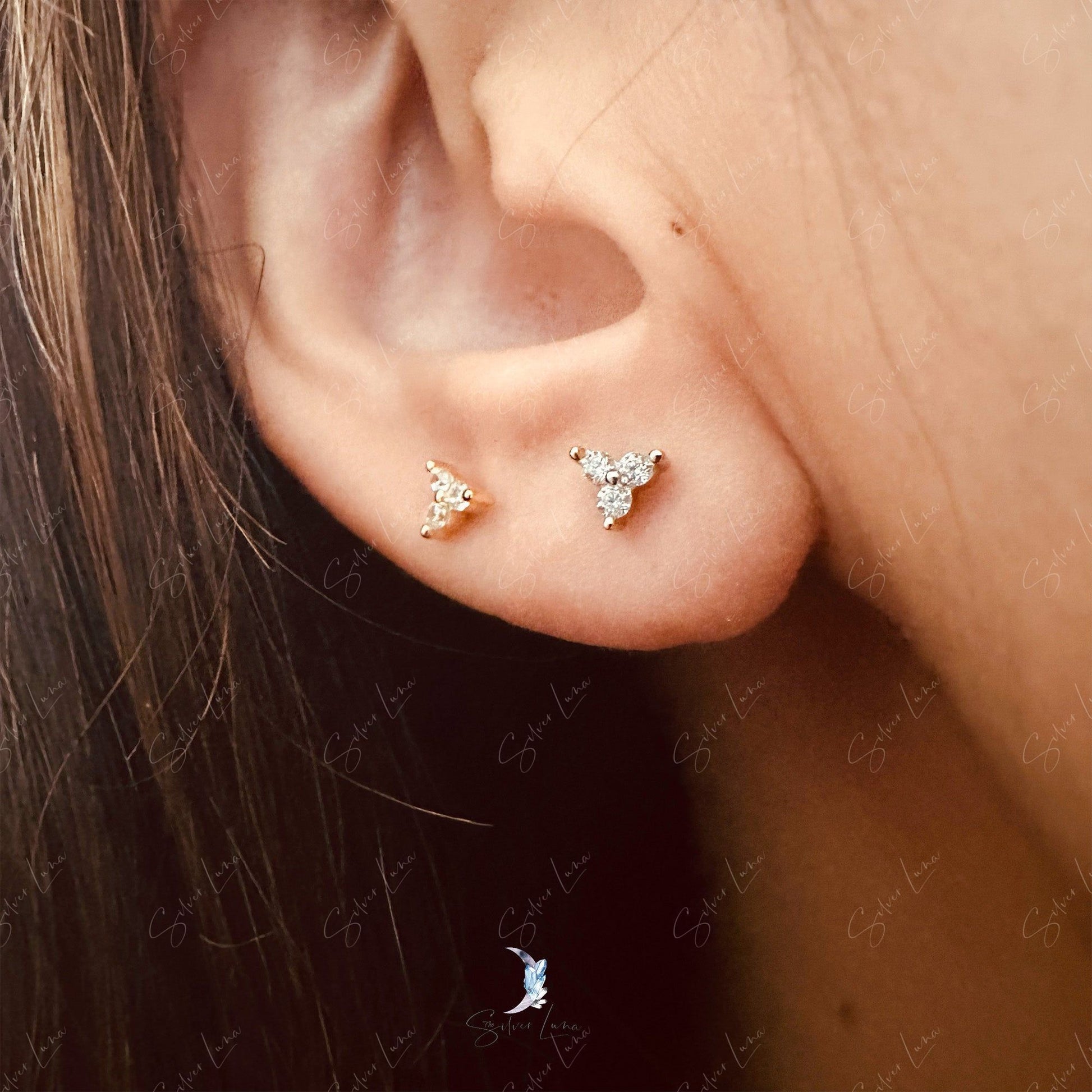 cubic zirconia screw back stud earrings