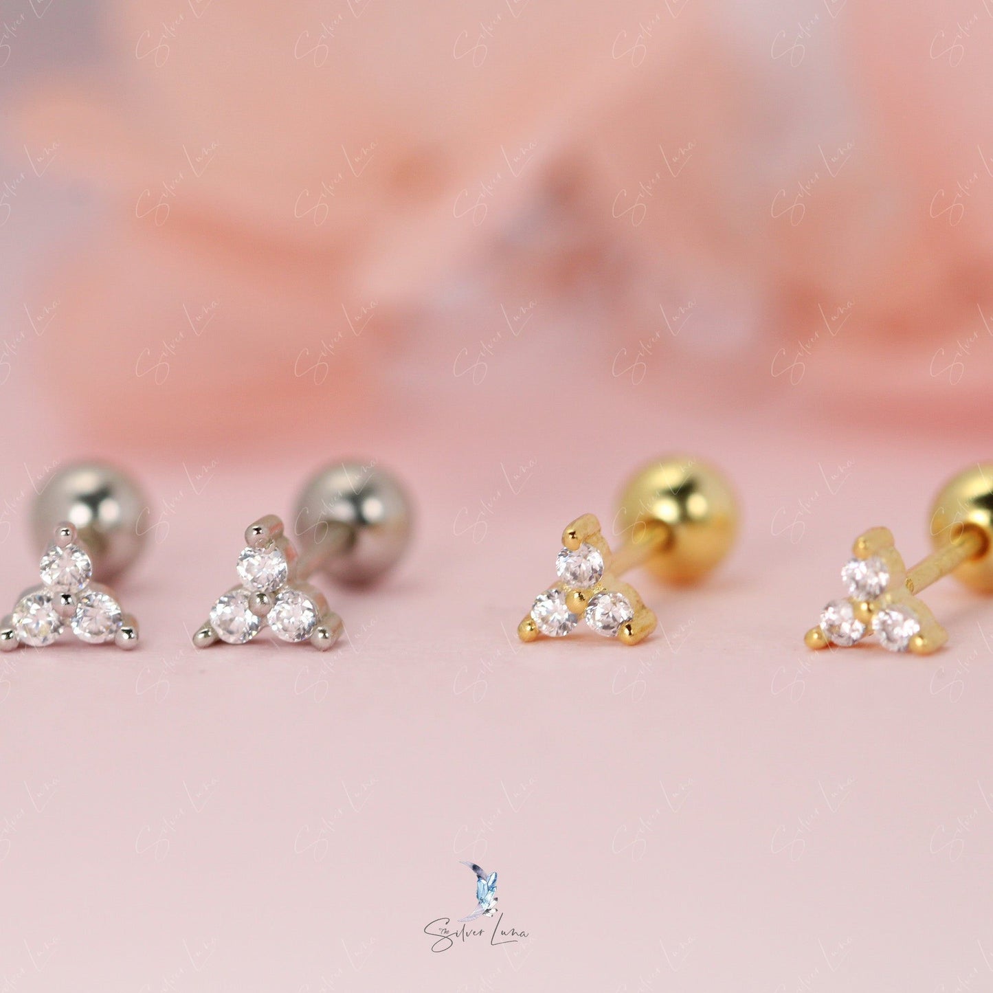 cubic zirconia screw back stud earrings