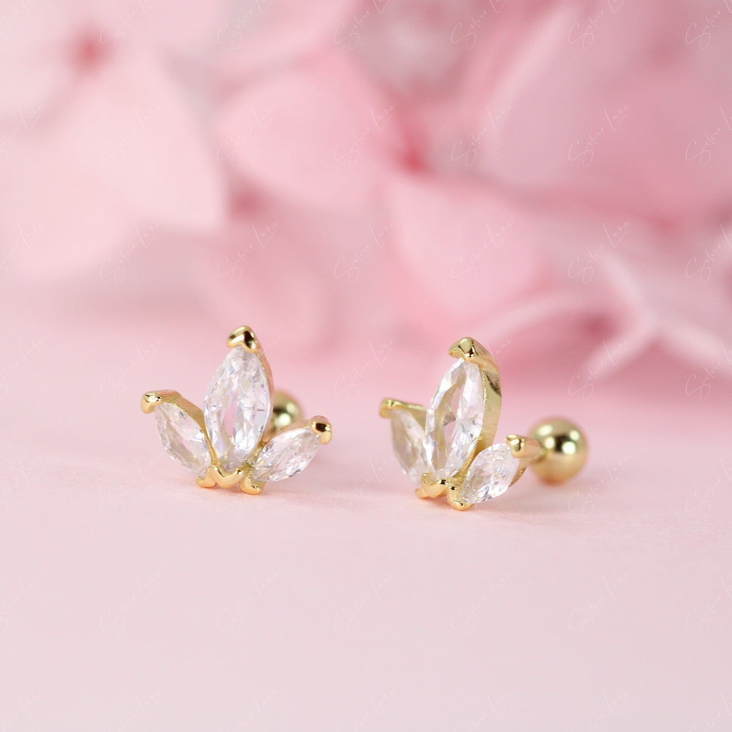 lotus flower screw back earrings