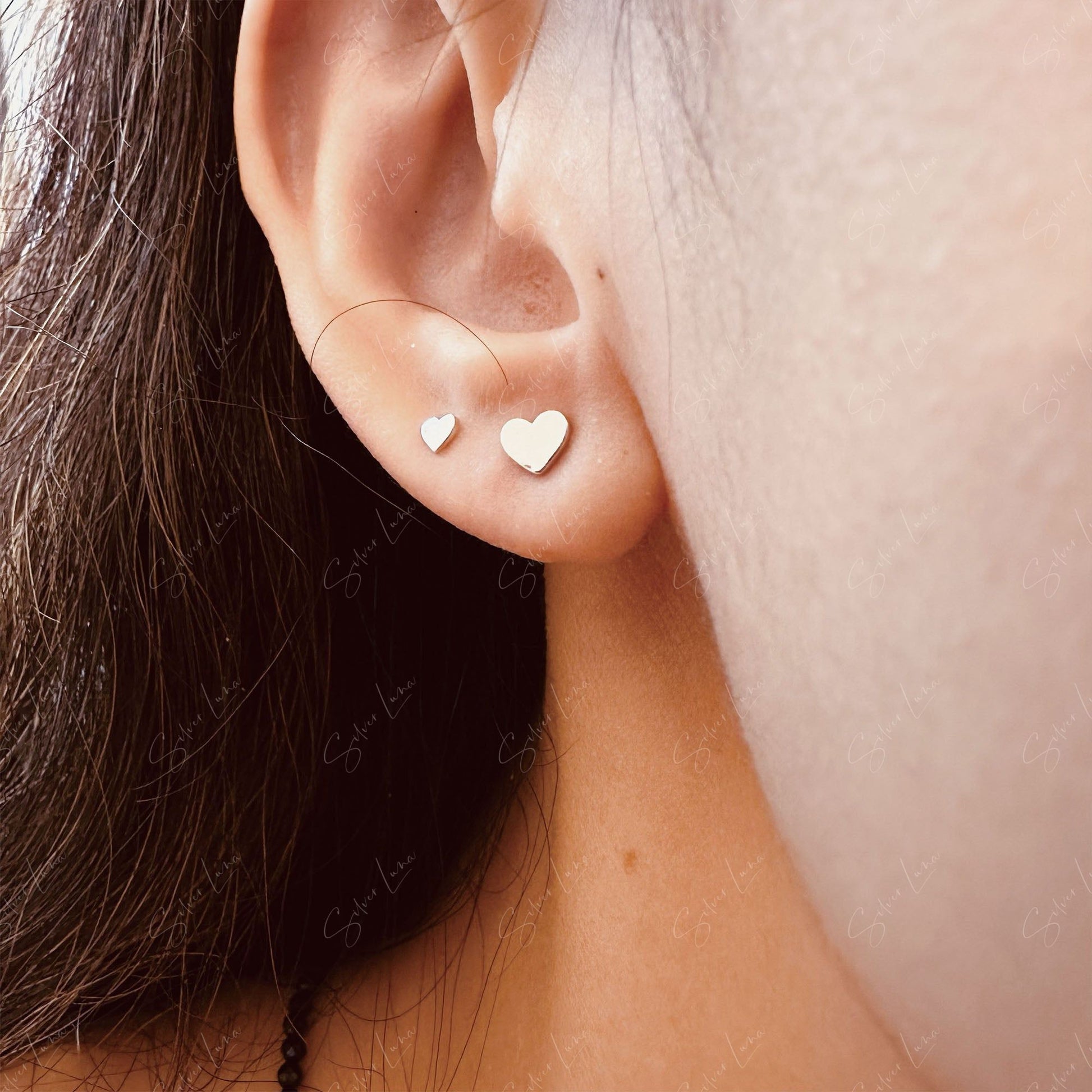 tiny heart stud earrings