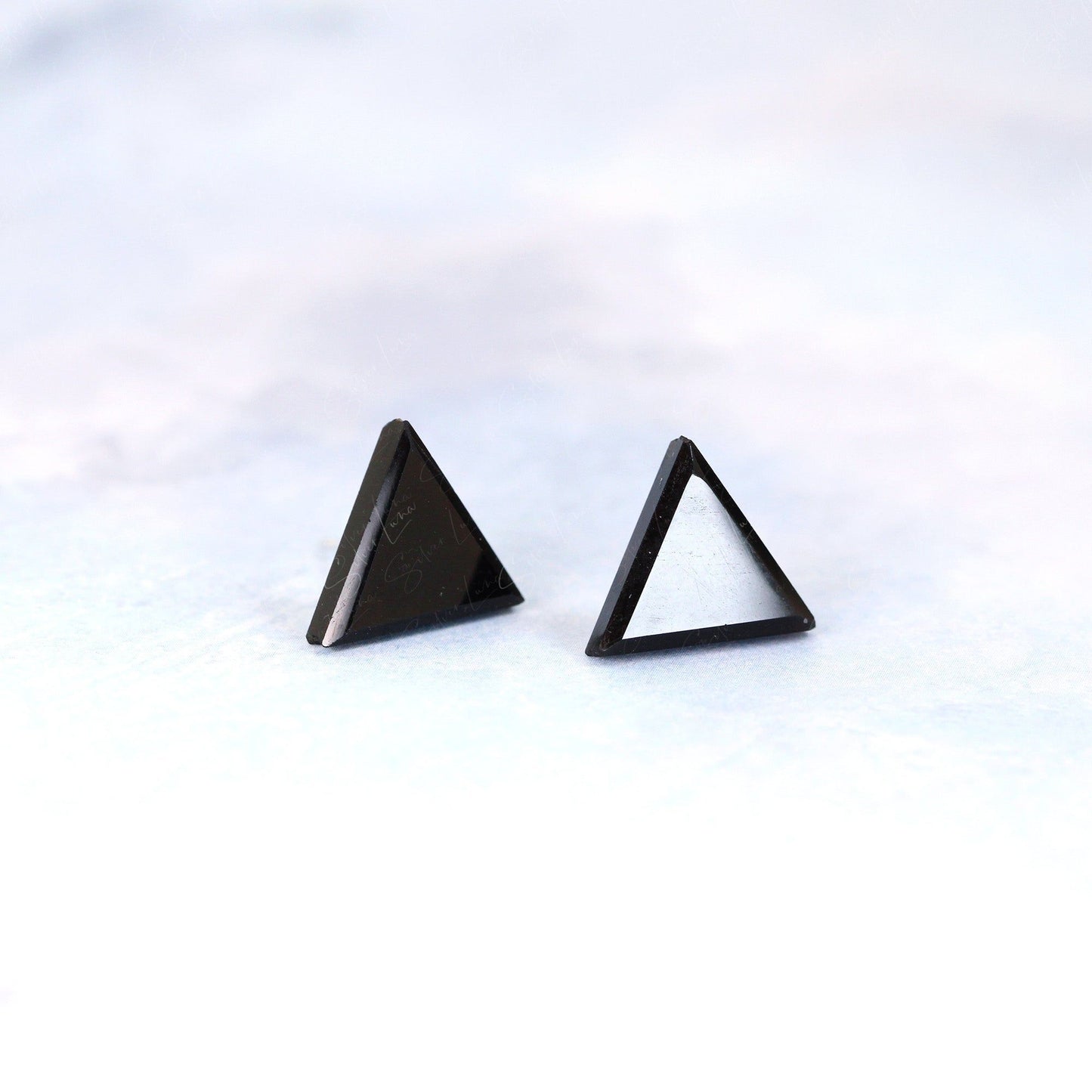 black triangle onyx stud earrings