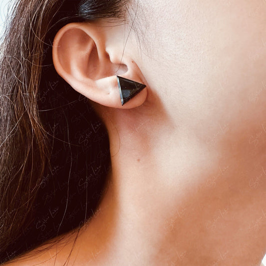 triangle black onyx stud earrings