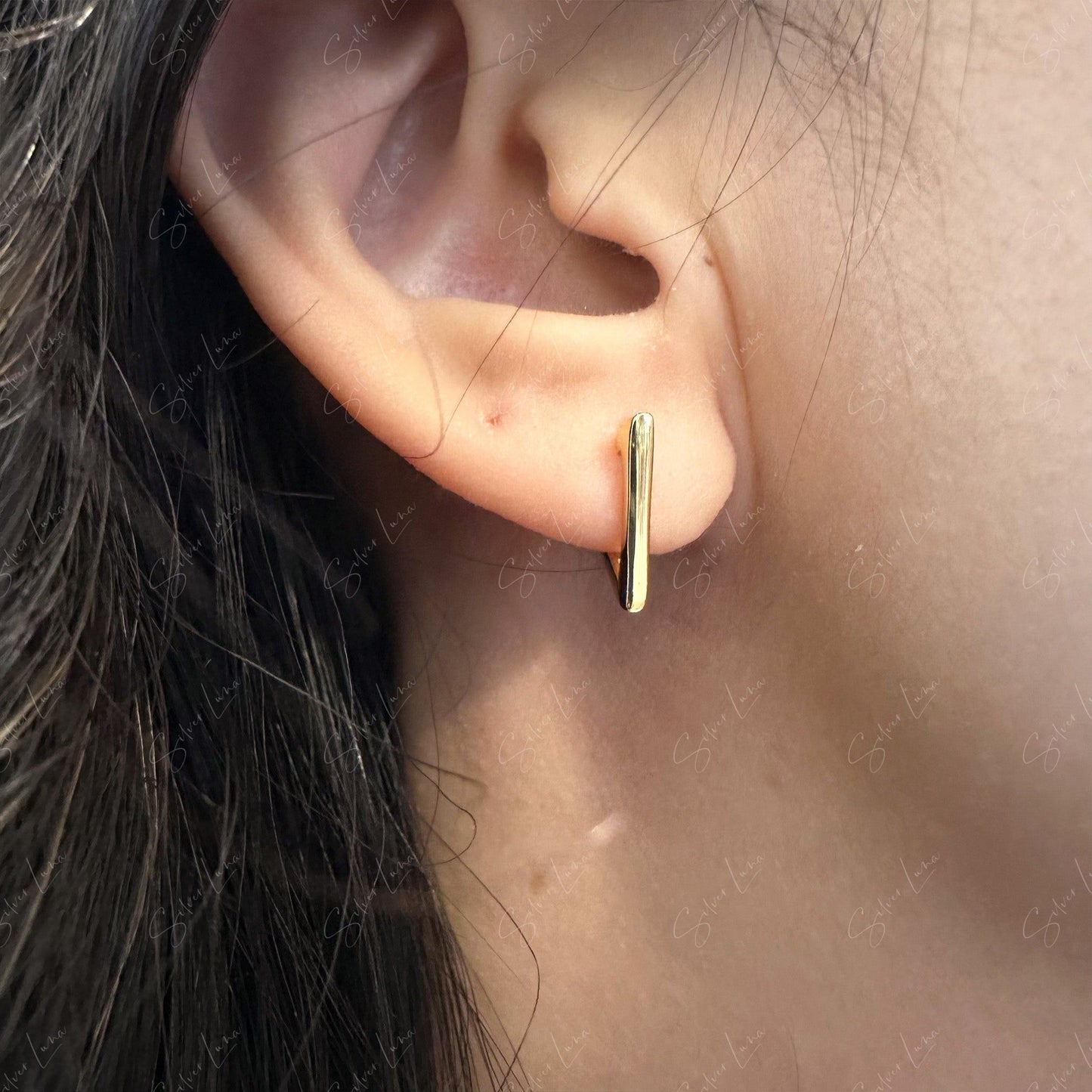 Sterling silver triangle hoop earrings