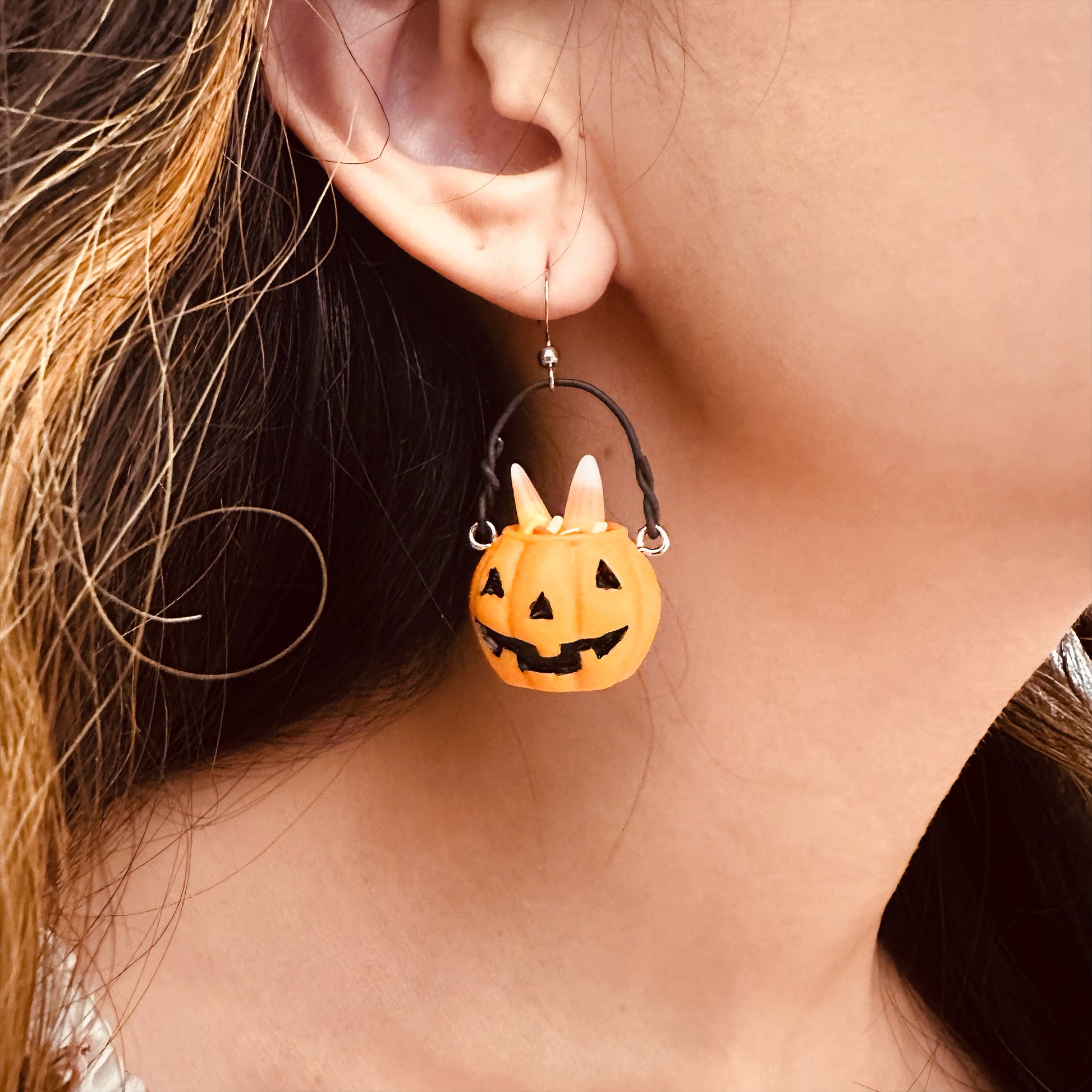 ghost and pumpkin halloween earrings