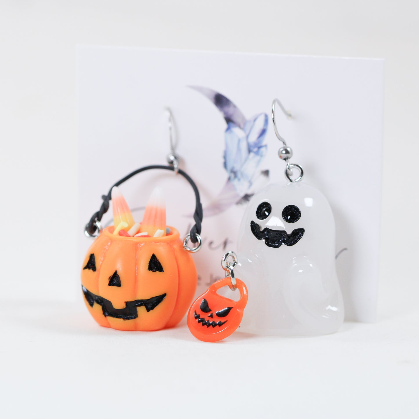 ghost and pumpkin halloween earrings