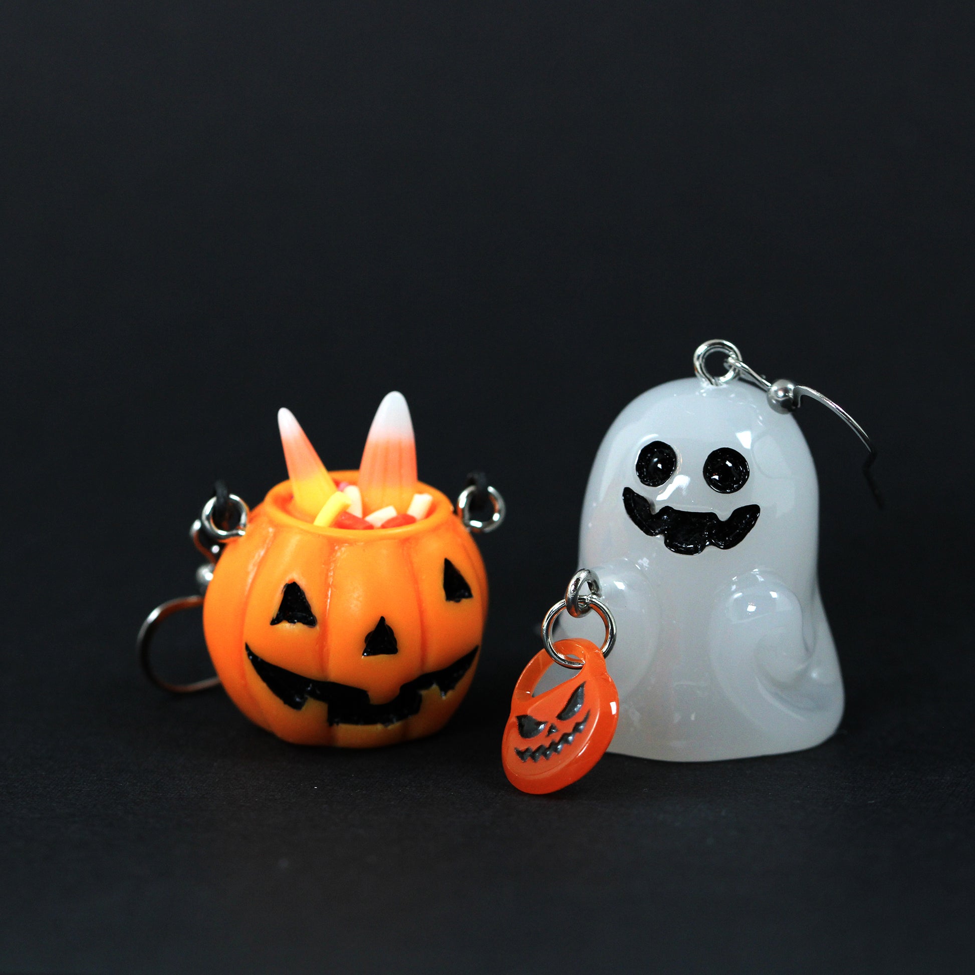 ghost and pumpkin halloween earrings