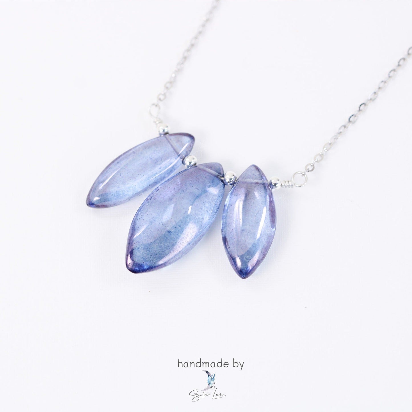 Lotus flower blue mystic quartz pendant necklace