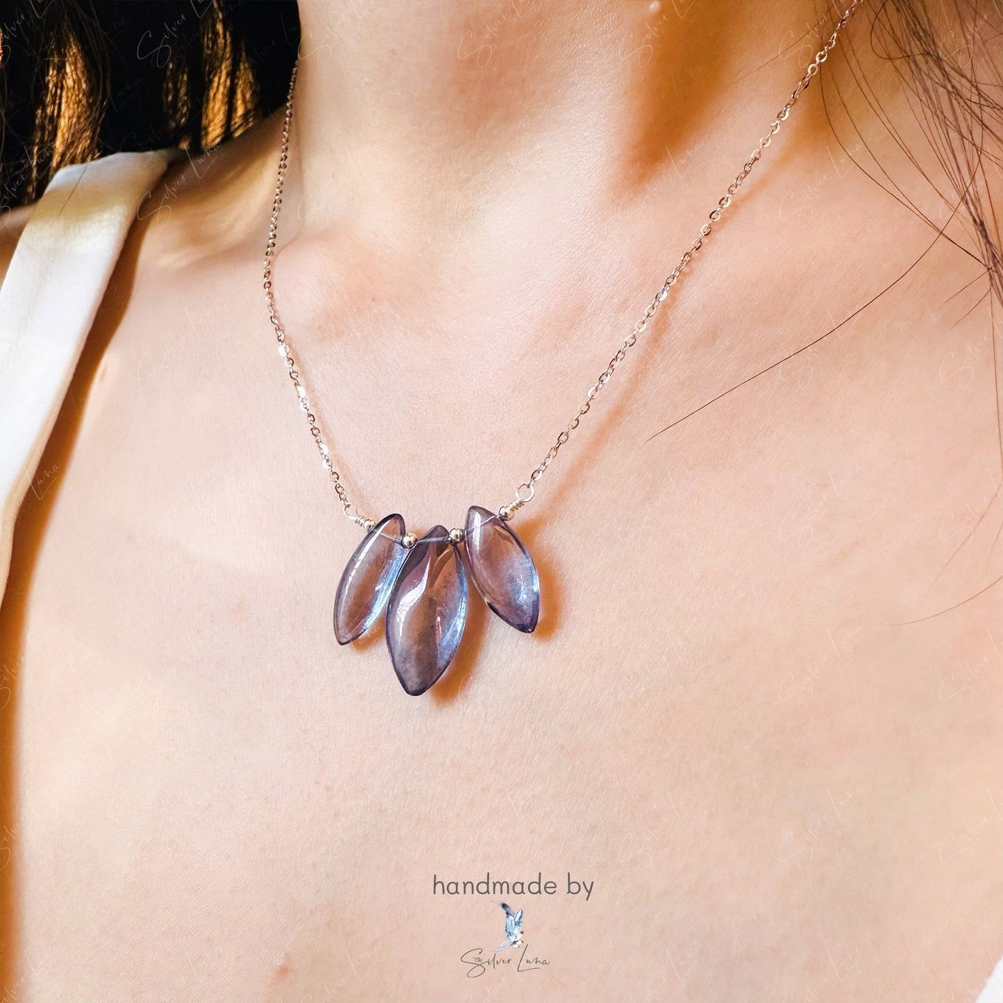 healing quartz crystal lotus pendant necklace