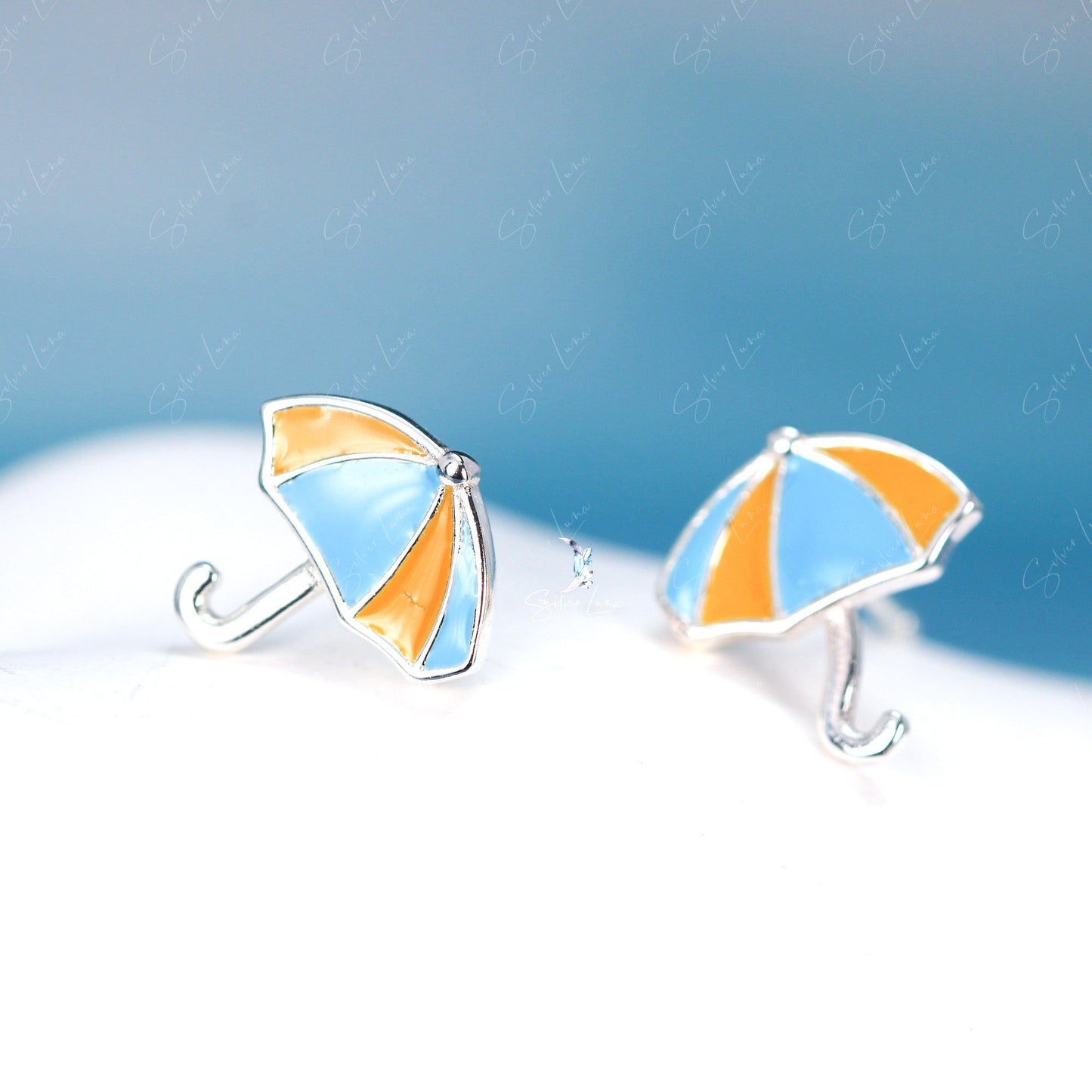 umbrella silver stud earrings
