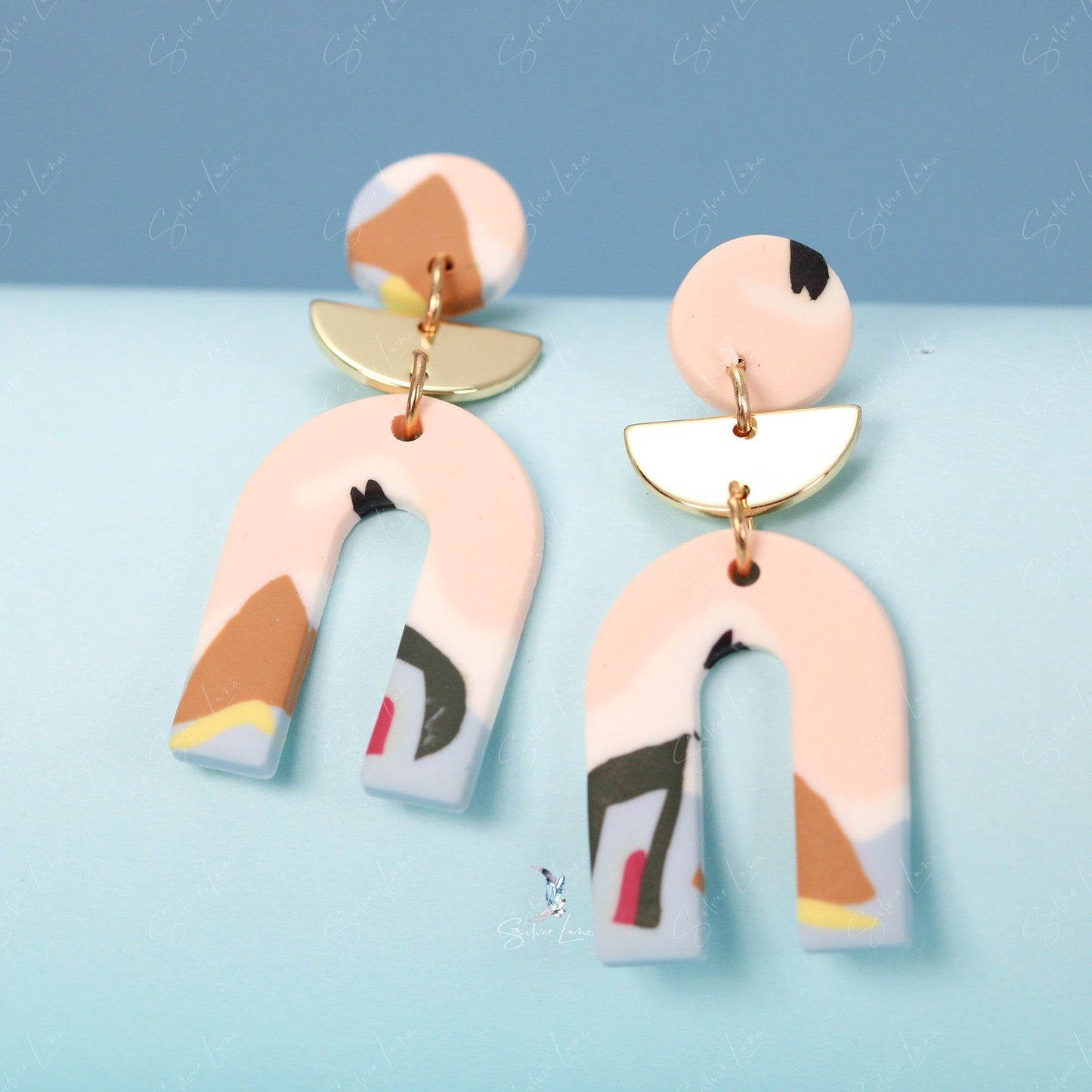 Polymer clay dangle drop earrings