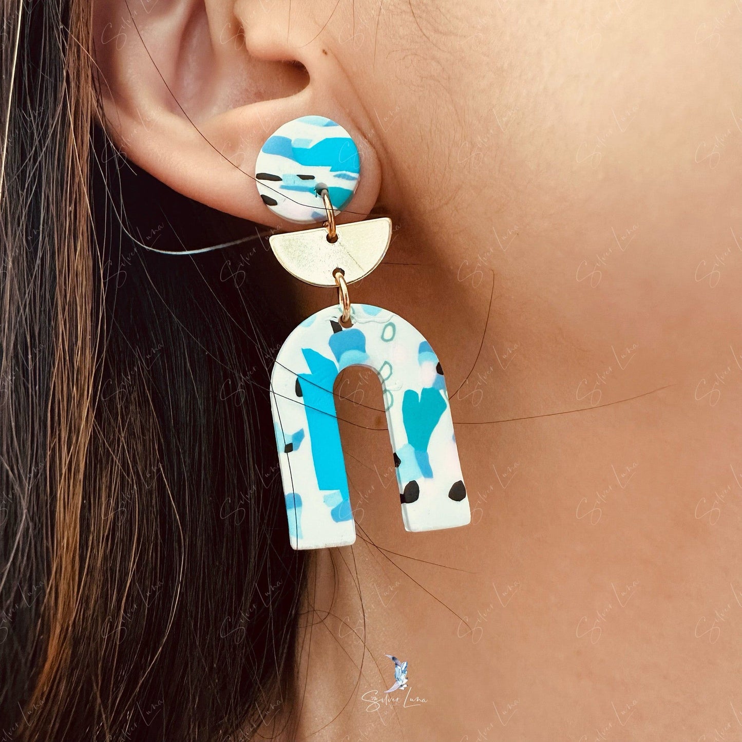 Polymer clay dangle drop earrings