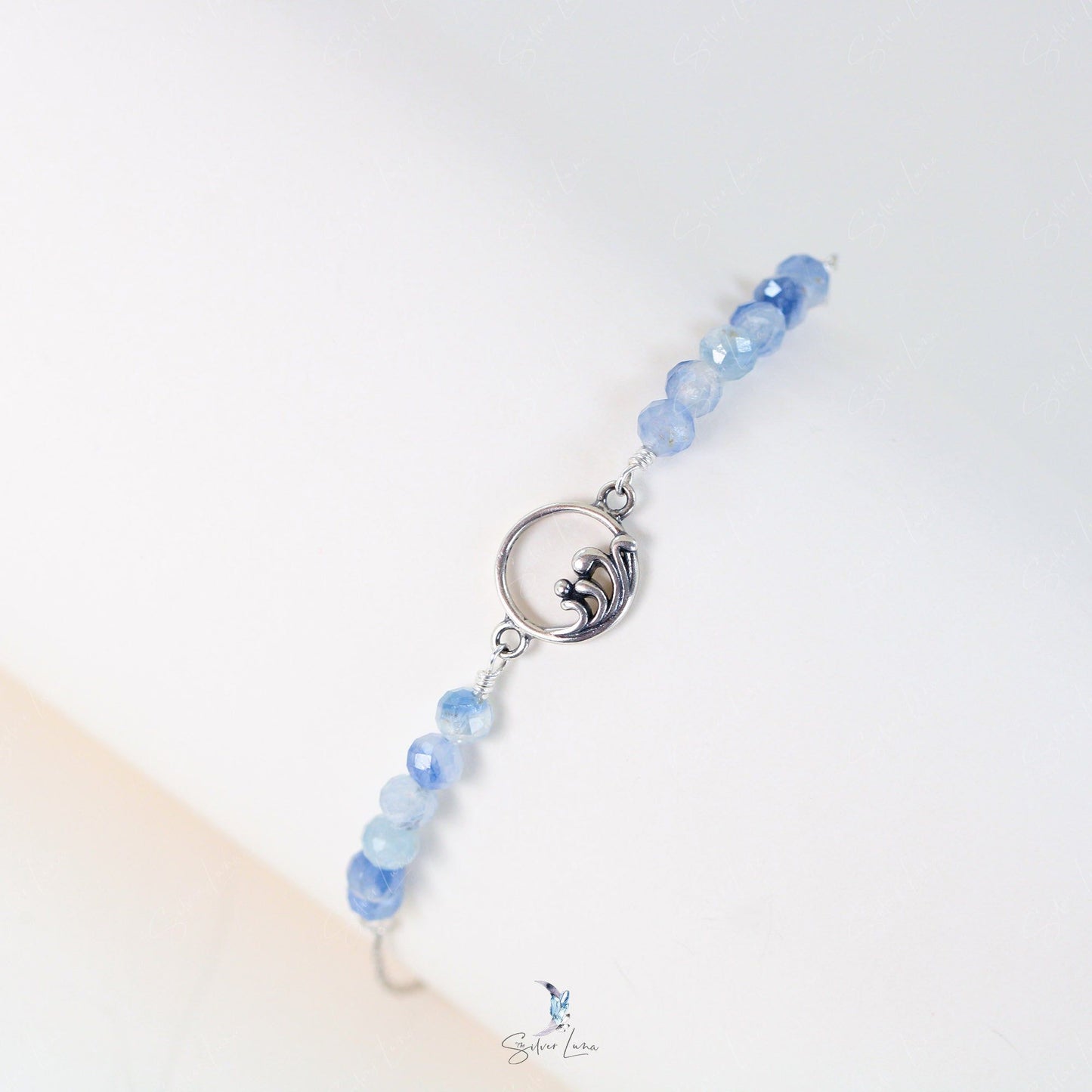 blue wave Kyanite beaded bracelet 