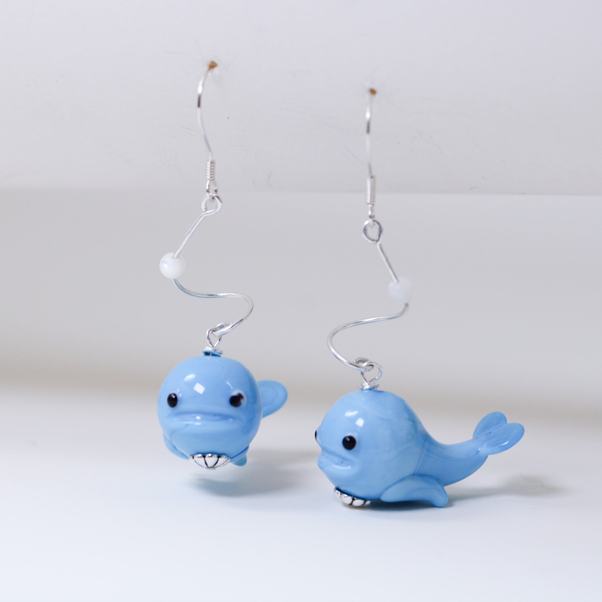 cute blue whale earrings