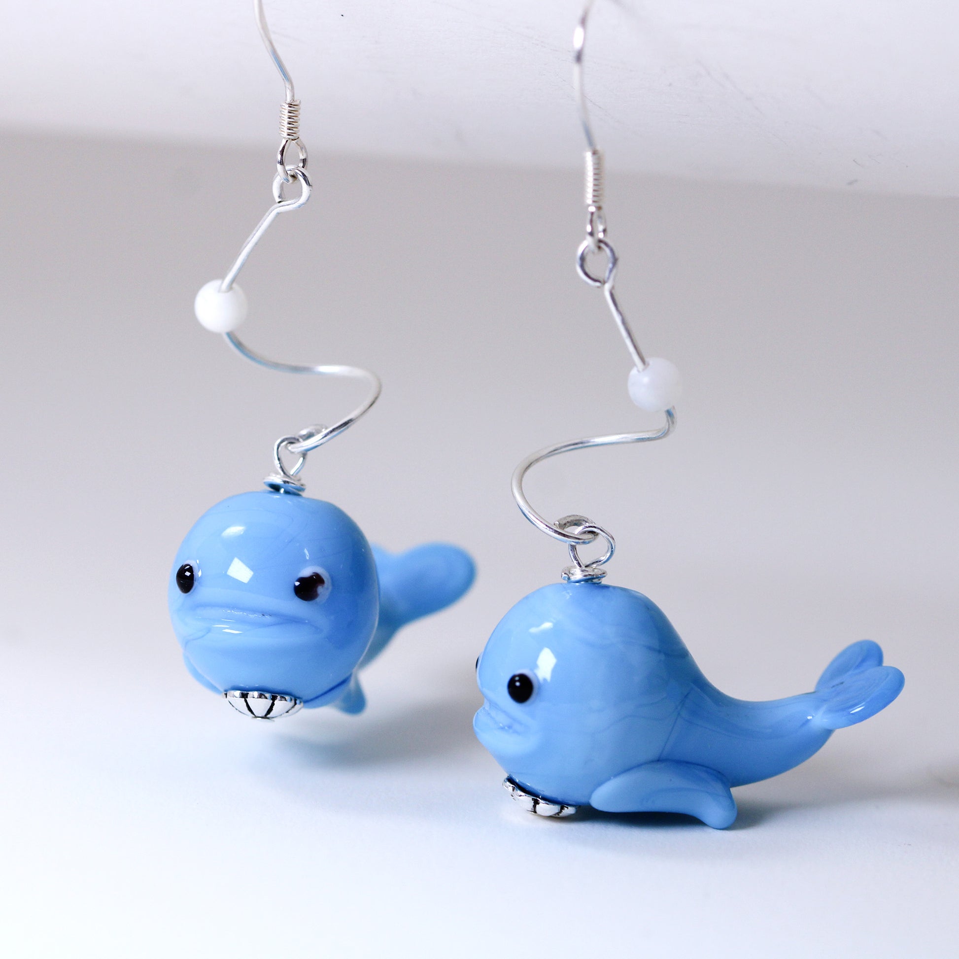 cute blue whale earrings