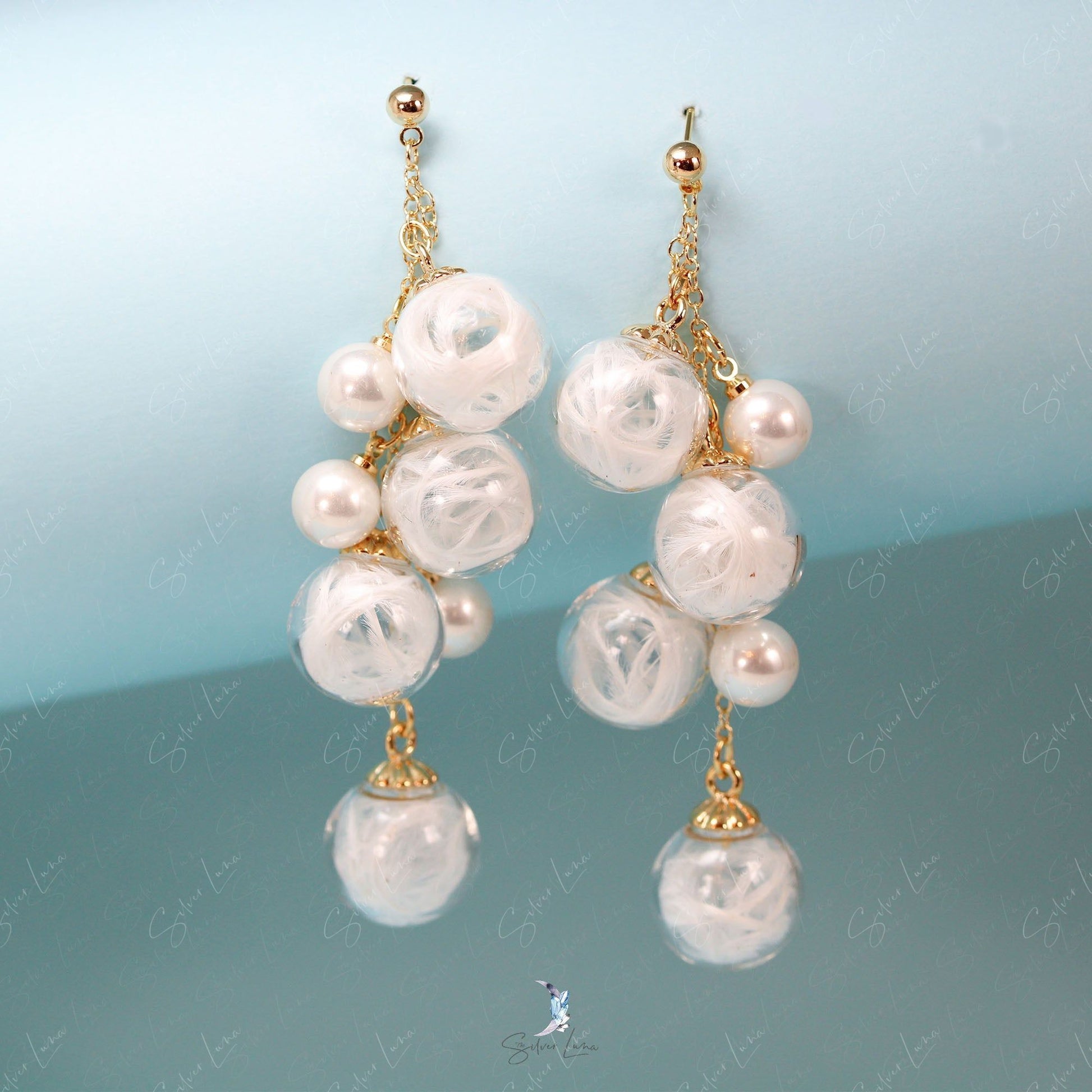 unique bubble pearl drop earrings