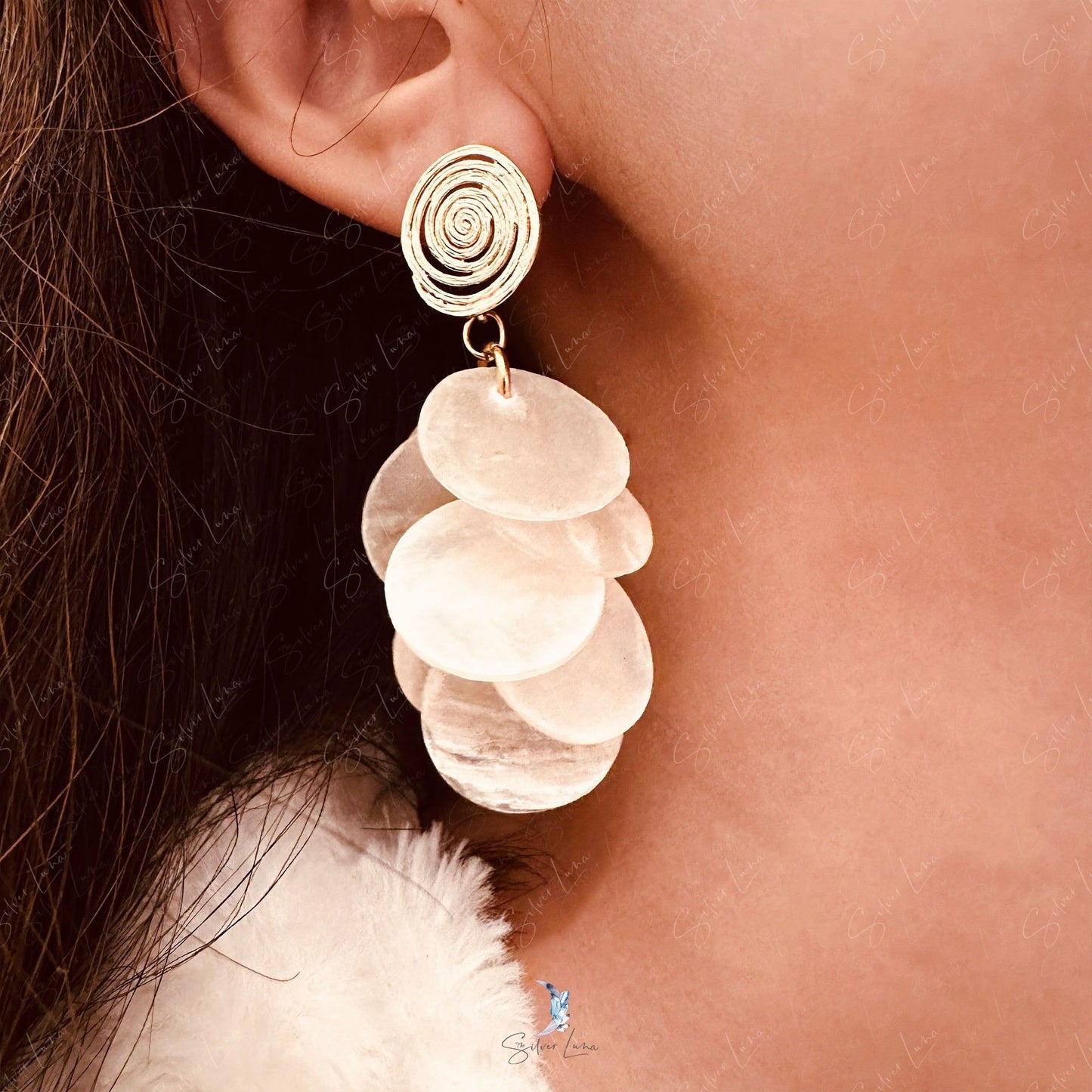 natural white shell artisan earrings