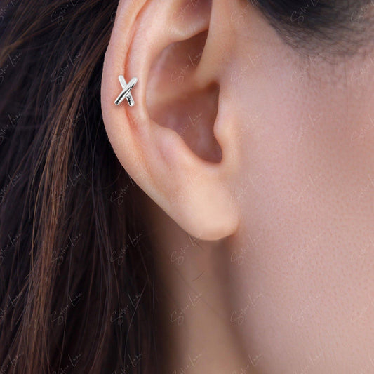 X shape screw back earrings