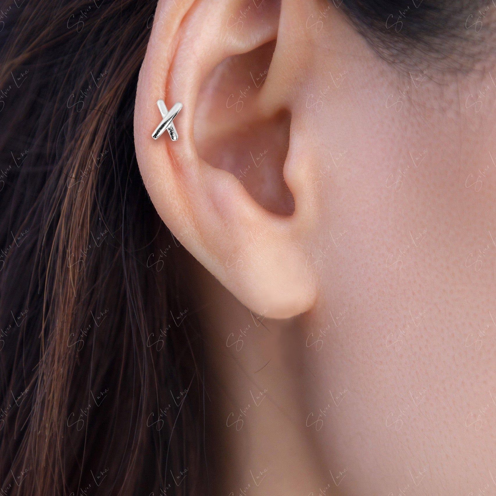 X shape screw back earrings
