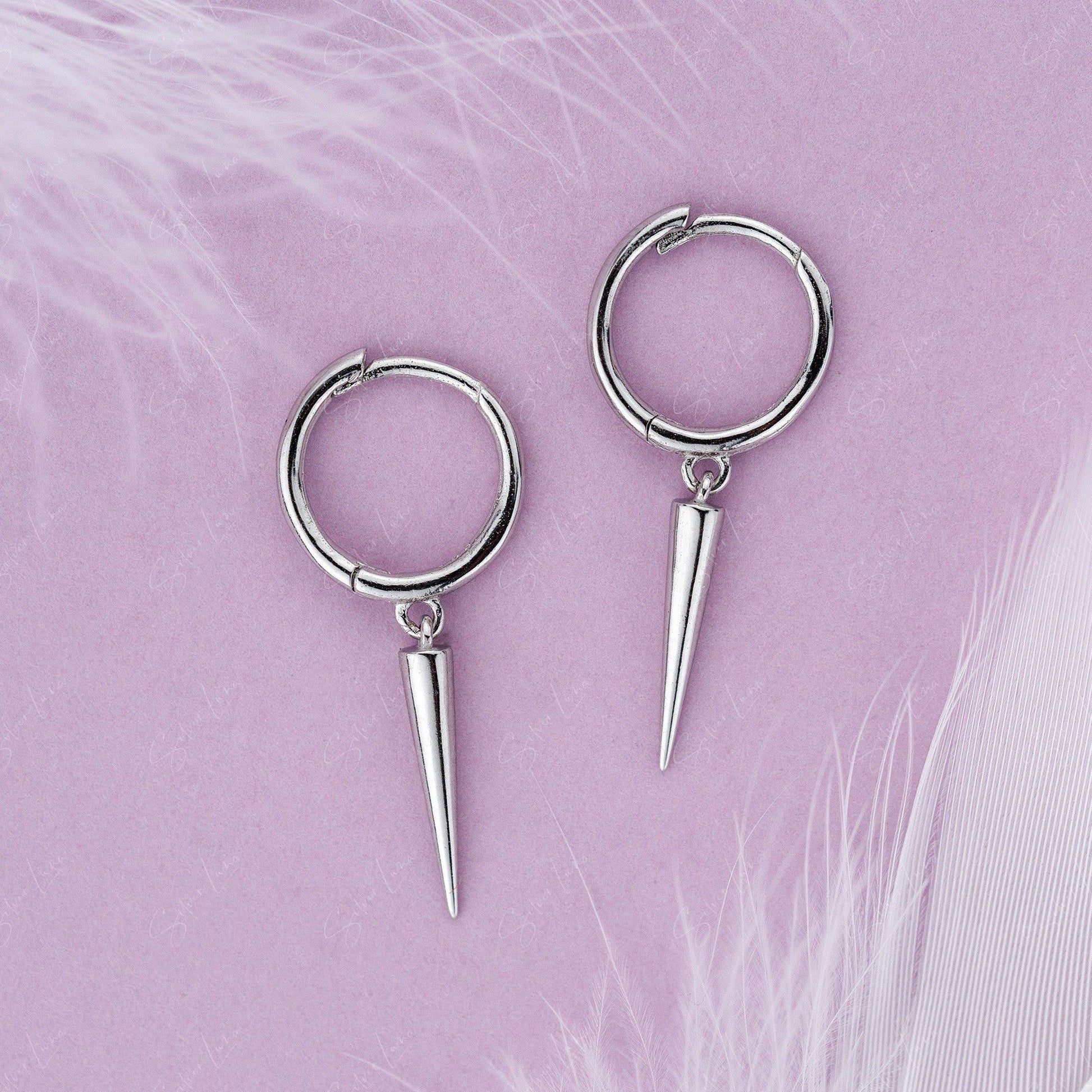 silver spike hoop earrings