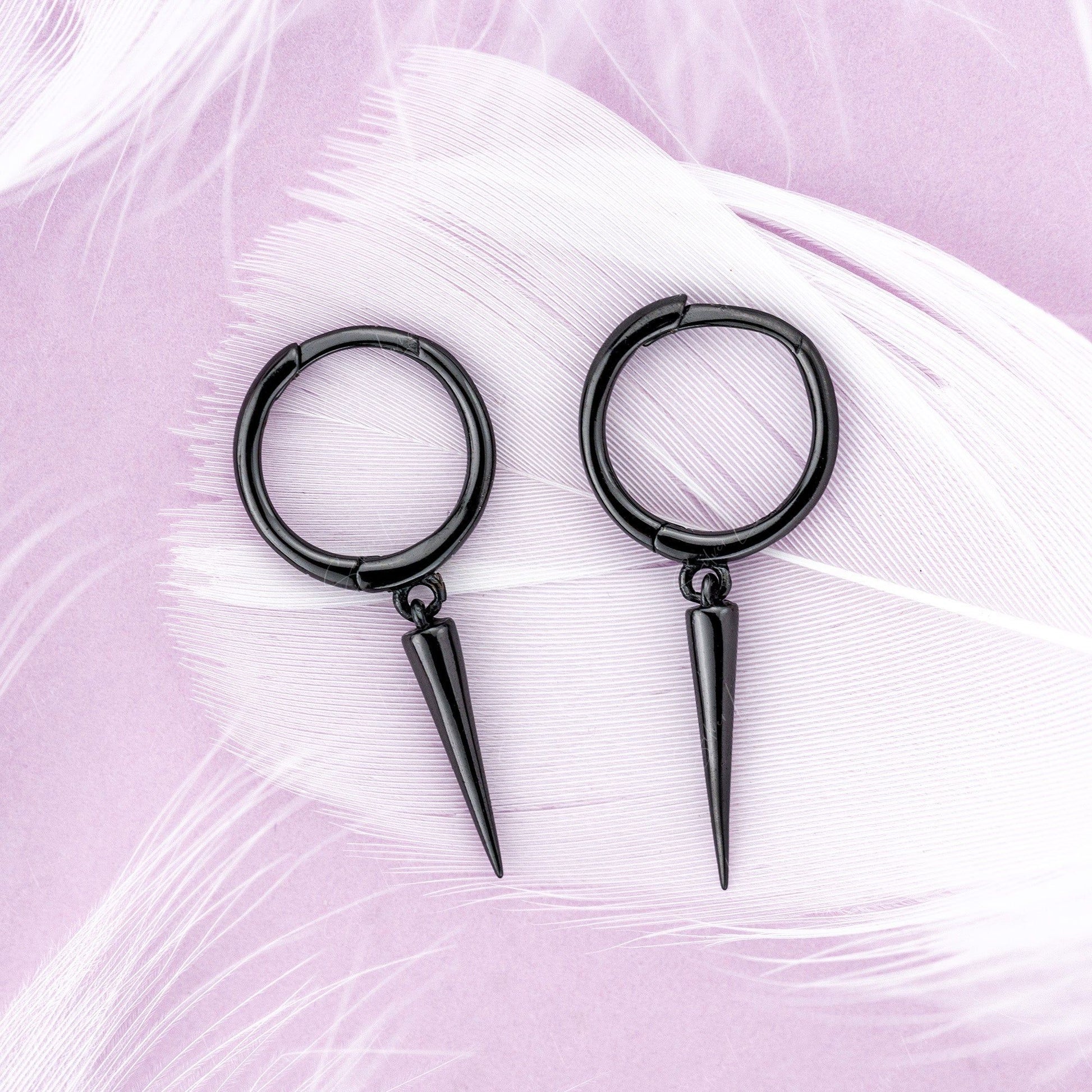 black spike hoop earrings