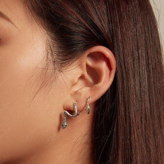 snake wrap silver earrings