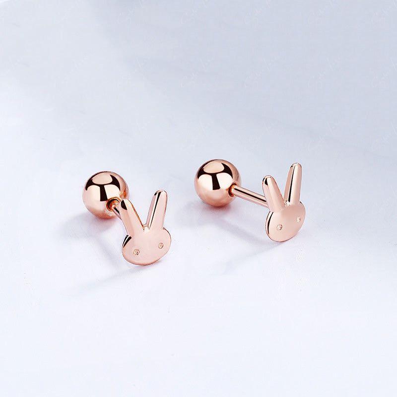 rabbit screw back stud earrings