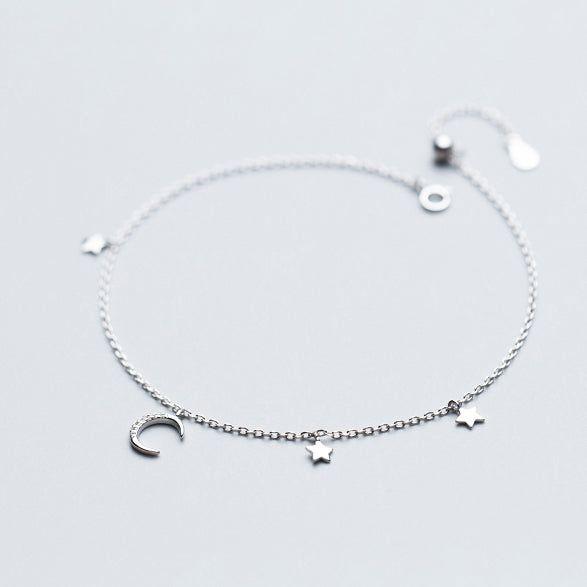 Moon and star adjustable anklet