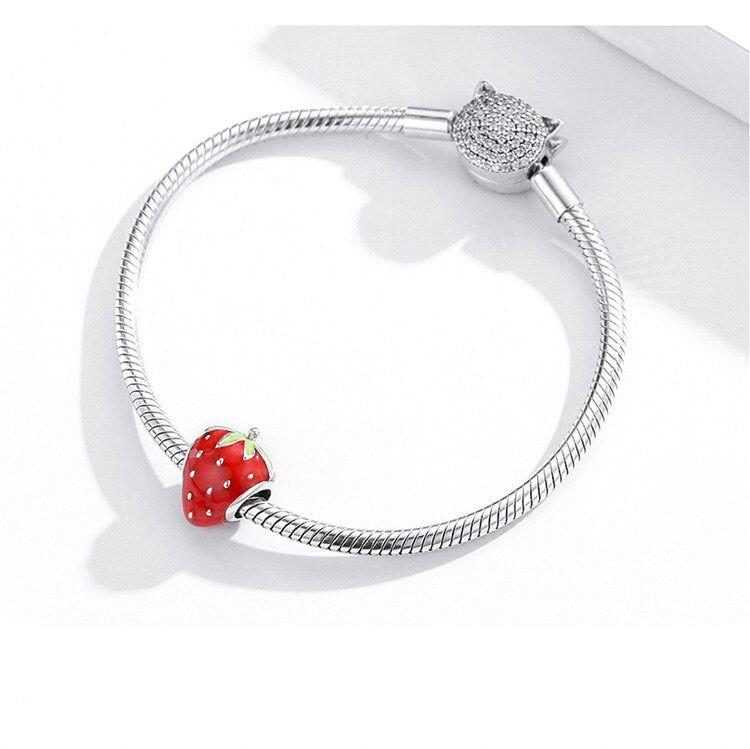 Cute strawberry charm for bracelets