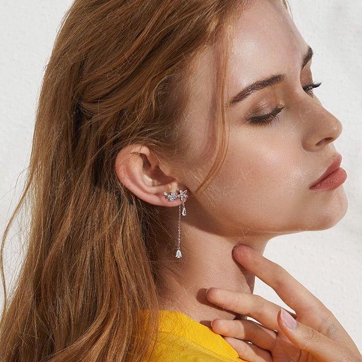 fashion flower dangle drop earrings
