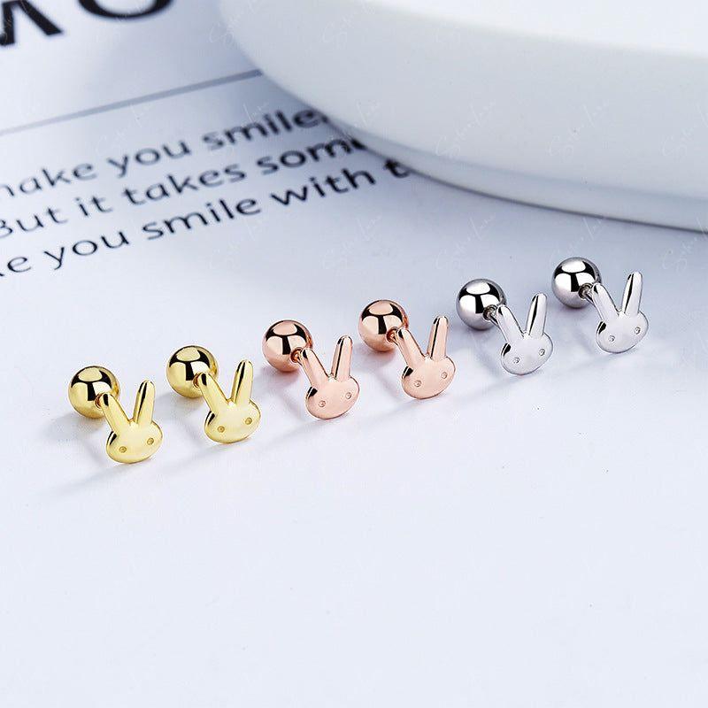 rabbit screw back earrings