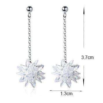 Crystal snow flower dangle drop earrings