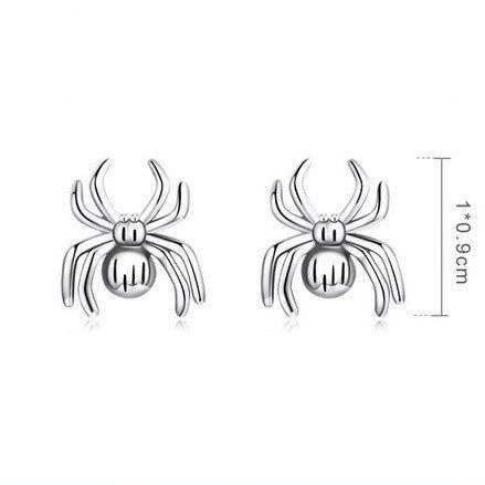Sterling silver spider stud earrings