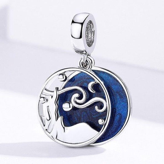 Van Gogh starry sky sterling silver dangle charm