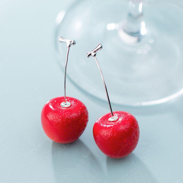 Cherry fruit dangle drop earrings