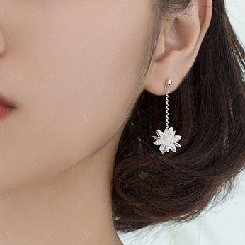 Crystal snow flower dangle drop earrings