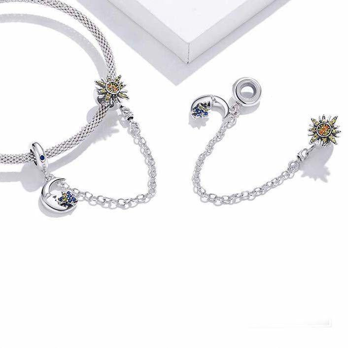 Sun and moon safety chain for bracelets