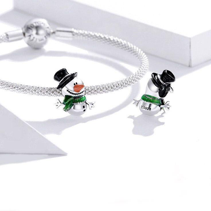 Christmas snowman charm for bracelet