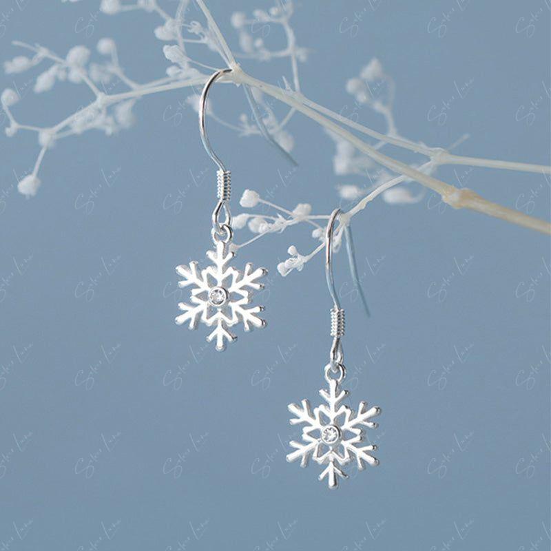 snowflake dangle drop earrings