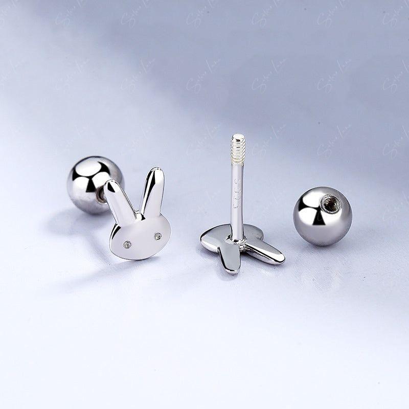 rabbit screw back stud earrings