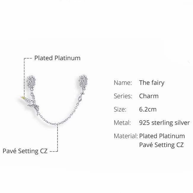 Fairy sterling silver safety chain for charm bracelets