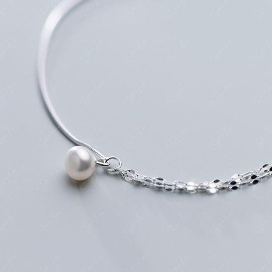 Baroque pearl drop silver anklet