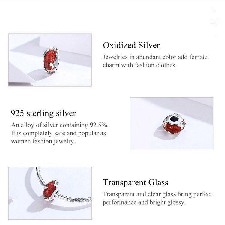 Red Murano butterfly glass bead charm