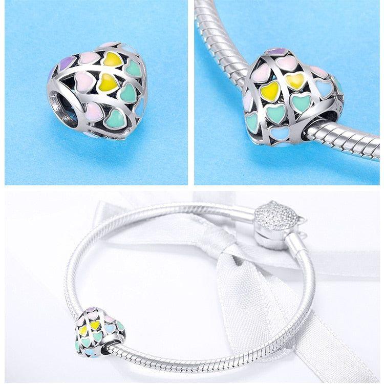 rainbow heart charm bead