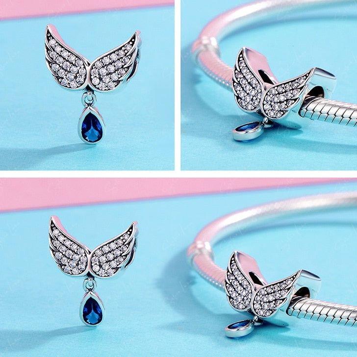 angel wing tear drop charm